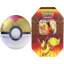 Pokemon TCG - Elemental Power Flareon GX Tin and Pokeball - 2 Pack Pokémon TCG Tin Combo Set - Pokeball Art Style May Vary (Flareon)